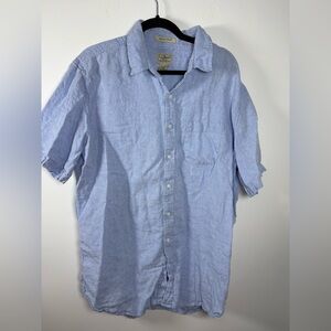 L.L. Bean Light Blue Linen Short-Sleeve Button-Down Shirt